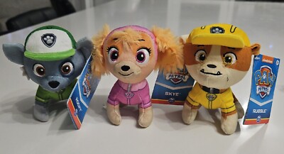 (3) Spin Master Paw Patrol 5-Inch Mini Plush Toy Figure Stuffed Animals - Rocky