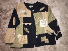 Vintage Sara Studio Woman Button Down Embroidered Light Jacket Size 1x