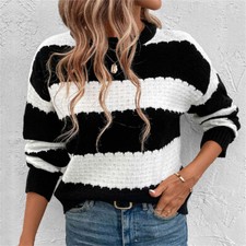 Women Winter Sweater Crew Neck Long Sleeve Casual Knit Pullover Blouse Tops