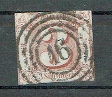 Thurn und Taxis MiNr 17 gestempelt Nummernstempel 16 zweiseitig ber&uuml;hrt