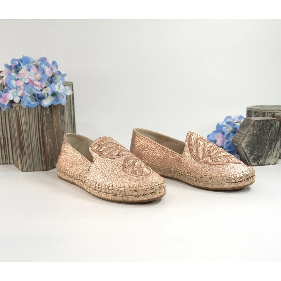 Alpargata plana Sophia Webster de cuero dorado rosa mariposa 36 nueva en caja Foto 4 de 4