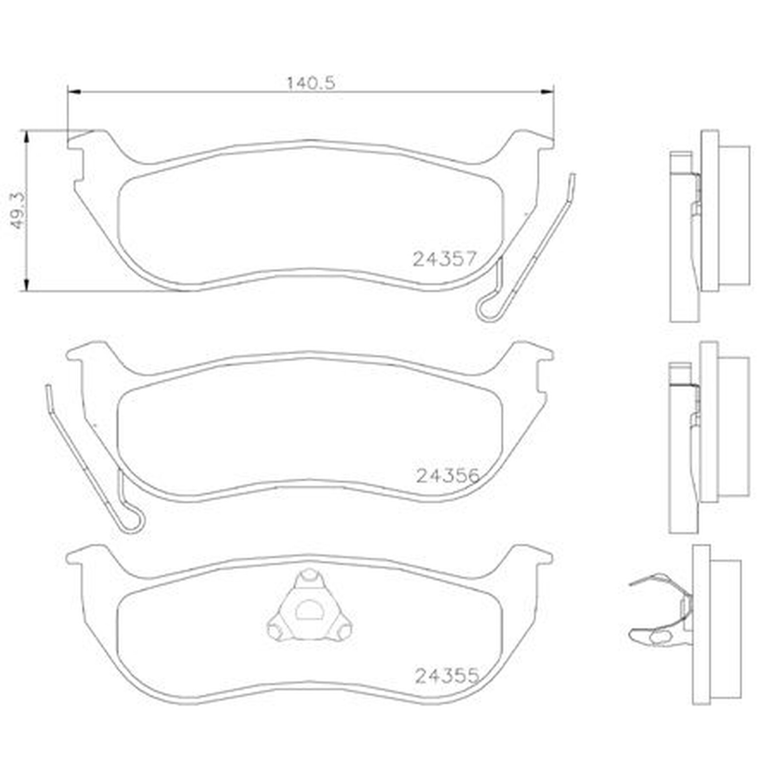 BREMBO Brake Pad Set With Piston Clip P37009 Fits Chrysler & Jeep Rear Axle