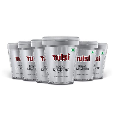 Tulsi Royal Khajoor Pack of 6 X30g Silver Coated Khajoor Date Mint Mouthfreshner
