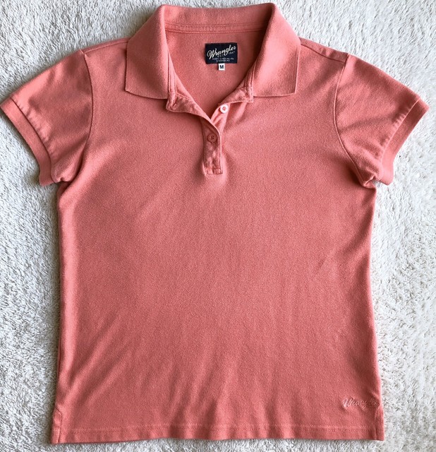 Womens Wrangler short sleeve polo shirt, peach, size medium | eBay