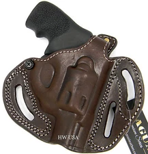 TAGUA Right Hand Brown Leather OWB Thumb Break Belt Holster for RUGER LCR 1.87"