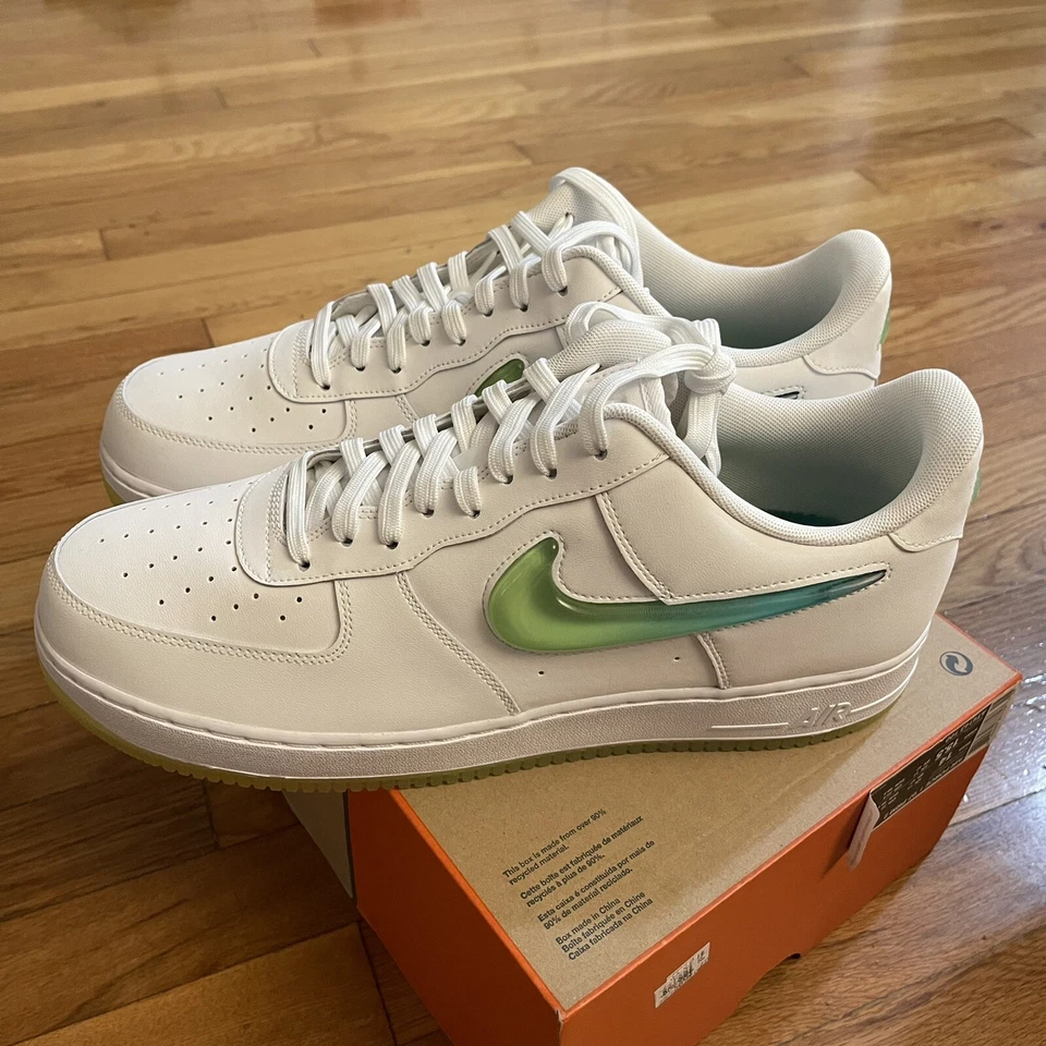 Nike Air Force 1 '07 PRM 2 Blanco Volt-Hyper Jade Zapatos Para Hombres Talla 14 AT4143 100 Foto 2 de 4