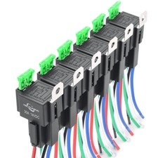 6Pcs 12V Car Audio Relay Switch Harness -30 Amp Fuse 14AWG Wire 5PIN SPST Relays