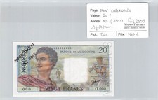 Neu Kaledonien Noumea 20 Franken Specimen ND Pick 50 C Rare