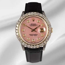 Rolex Datejust 36mm 2-Tone 2.50ct Pink Mop Diamonds Dial Men's Watch