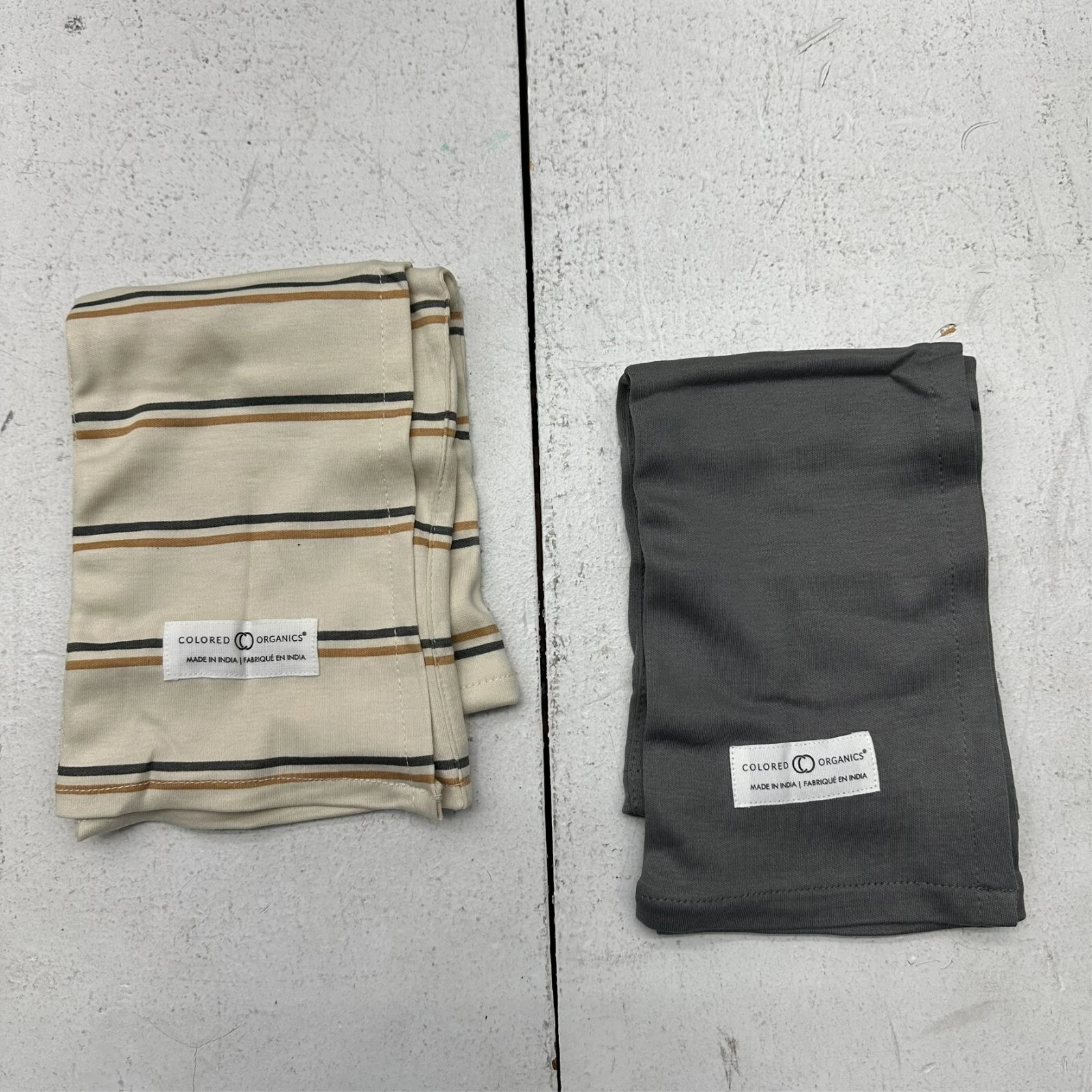 Colored Organics 2 Pack Grey Brown Striped Organic Cotton Muslin Burp Cloths NEW