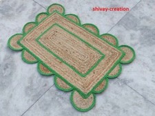 Scalloped Rug Natural Jute Braided Home D cor Carpet Rustic Look Modern Area Rug