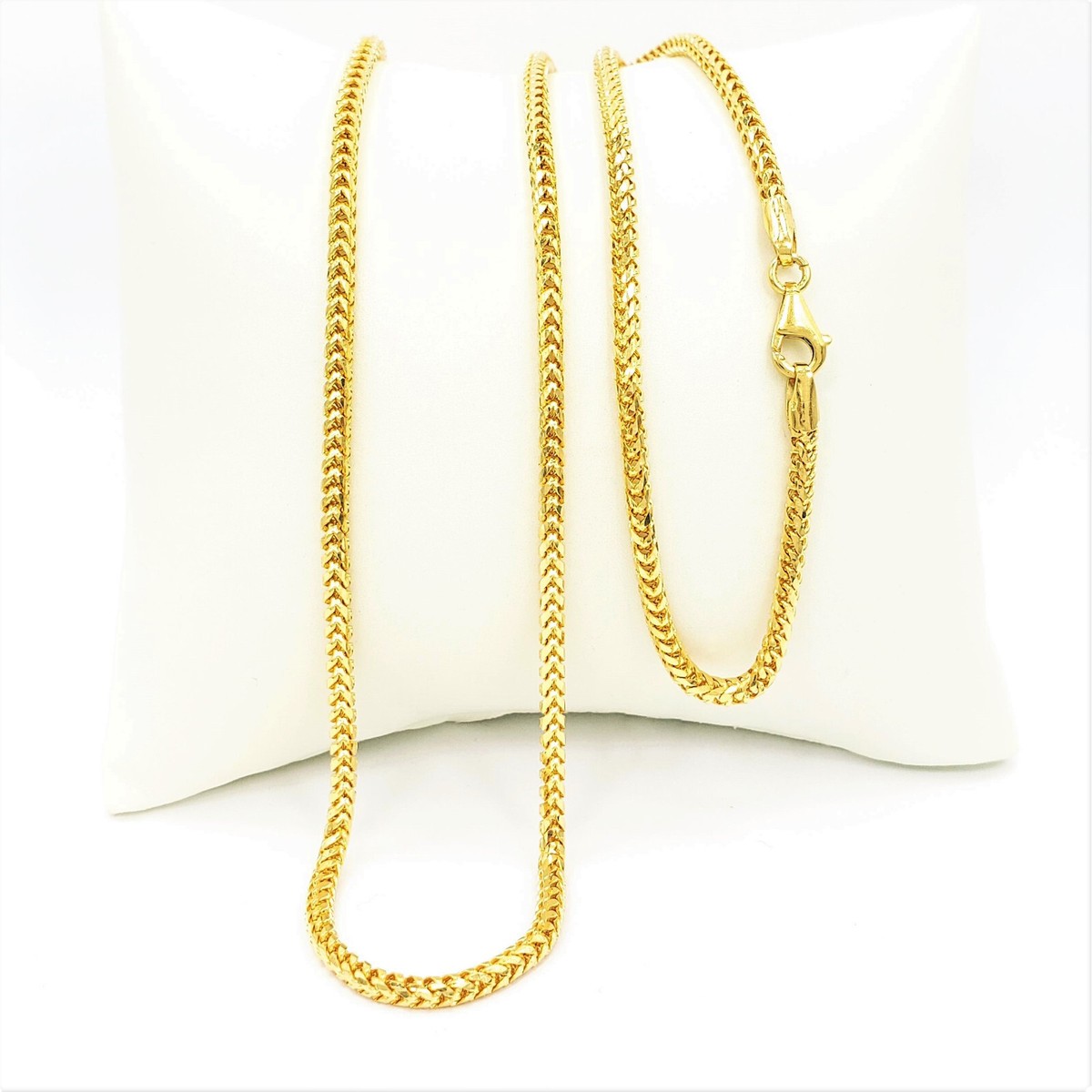 22K Solid Yellow Gold Franco Chain Necklace in Genuine