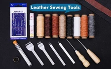 35 Pcs Leather Stitching Pouch Kit with 4mm Prong Sewing Hole Punch Crafting
