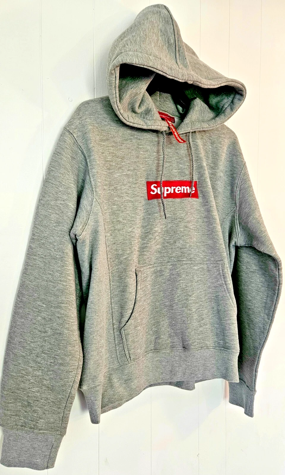 Supreme Box Logo Pullover Felpa con Cappuccio Uomo Grande Morbido Comodo Grigio