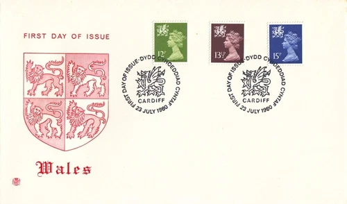 1980 Stuart 12p, 13½p & 15p Wales Definitive - Cardiff H/S FDC