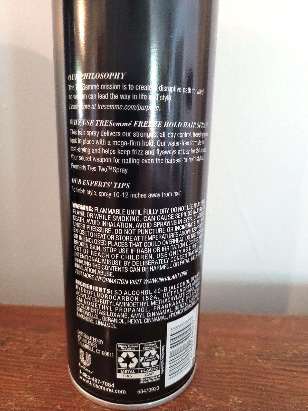 3 Pack Tresemme Freeze Hold # 5 Hair Spray 24 Hour Frizz Control 11 Oz Each