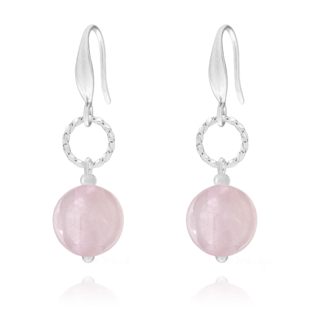 Boucles d'oreilles Quartz Rose en acier inoxydable certifié de qualité supérieure