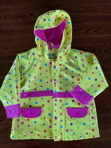 yellow polka dot rain jacket