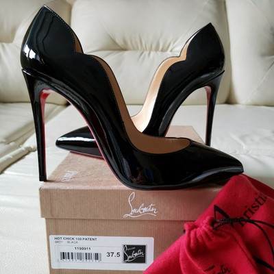 NIB Christian Louboutin Hot Chick 100 Black Patent Pump 37.5 So Kate Pigalle NEW | eBay