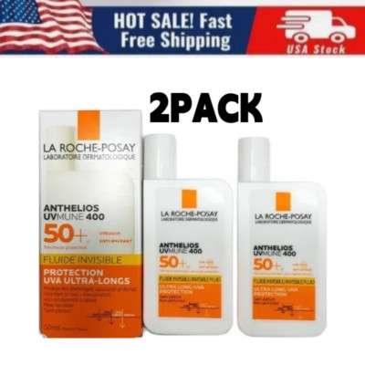 2PACK-LA ROCHE-POSAY ANTHELIOS SPF 50 UVmune 400 LIGHT FLUID SUNSCREEN 1.7 FL.OZ