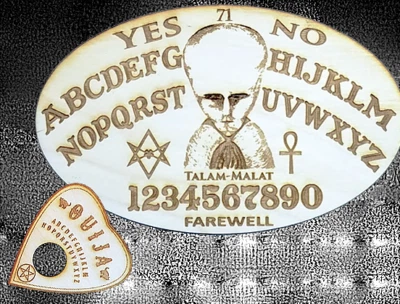 HOMEMADE Cult of Lam Wooden Ouija Board & Planchette | Aleister Crowley Spirit Board