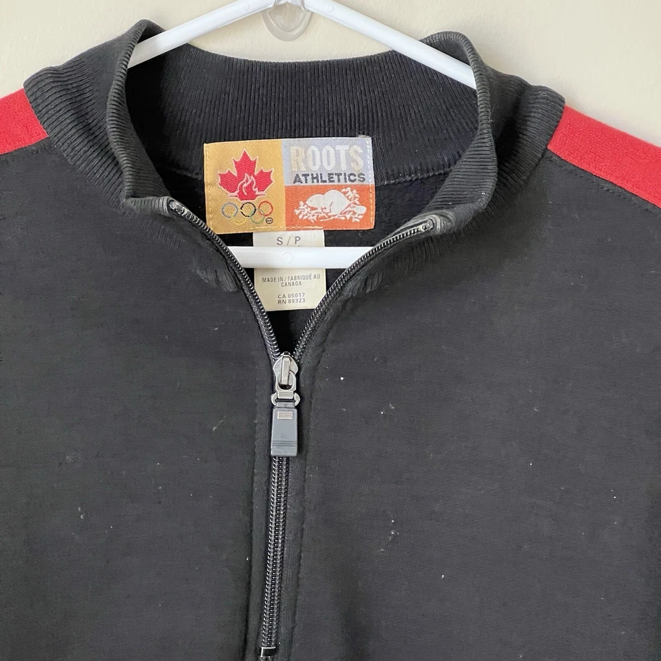 Jersey Pullover De Colección Roots Athletics 1998 Juegos Olímpicos 1/4 Cremallera Talla S Negro Rojo Canadá Foto 3 de 4