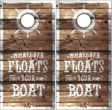 Float Your Boat Nautical Beach LAMINATED Cornhole Wrap Bag Toss Skin Decal