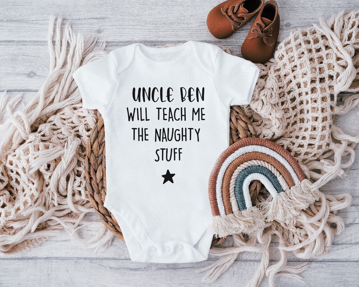 Personalised Uncle will teach me the Naughty stuff Baby Vest