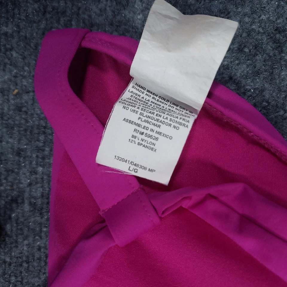 Top de bikini Lucky Brand para mujer L grande rosa con volantes halter correa cruzada corbata Foto 4 de 4