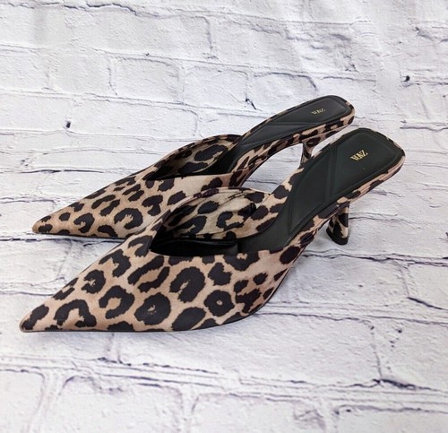 Zara Animal Leopard Print Mules Pointed 
