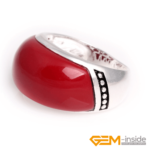 Natural Assorted Agate Gemstone Charm Rings Jewelry Tibetan Silver Marcasite#7-9 - Picture 5 of 24