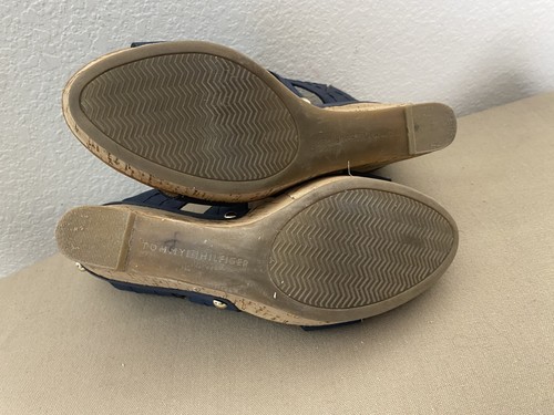 Tommy Hilfiger DAMENSCHUHE KEILABSATZ PLATEAU MARINEBLAU GOLD AKZENTE 6,5 - Bild 9 von 9
