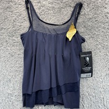 Miraclesuit Mirage Tankini Top Midnight Blue Tummy Control Slimming Size 8 NWT