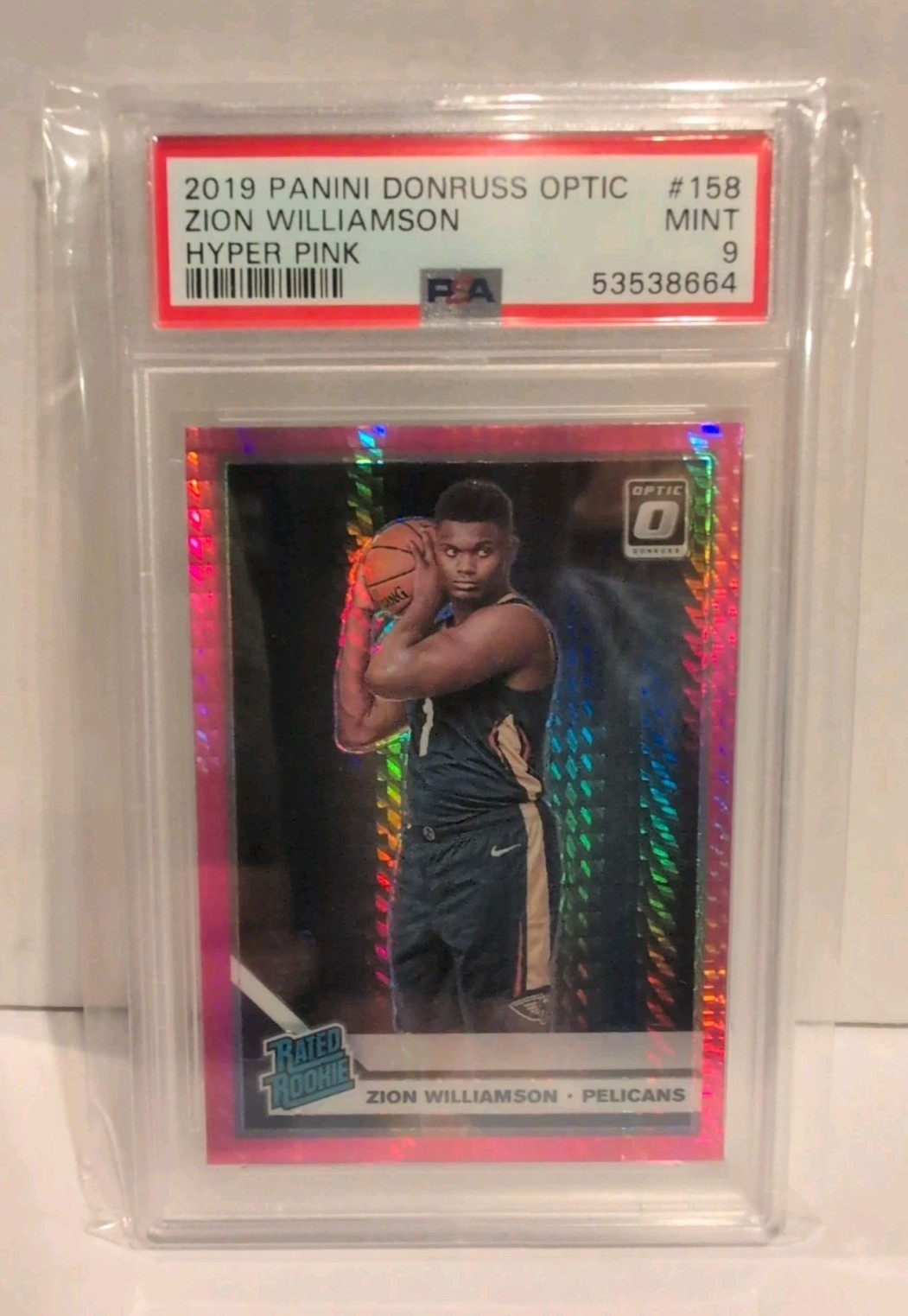Zion Williamson 2019-20 Donruss Optic 158 Hyper Pink Rookie RC PSA 9 Pelicans