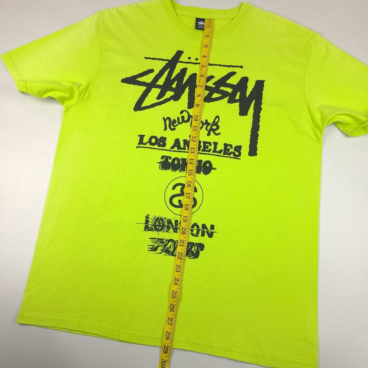 Stussy Shirt Mens Large Keylime Green World Tour Hawaii Los