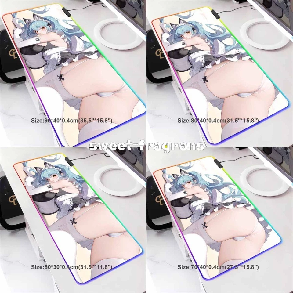 Anime NIKKE Privaty Large LED Mouse Pad Sexy Unkind Maid RGB Keyboard Desk Mat - Image 2 of 4