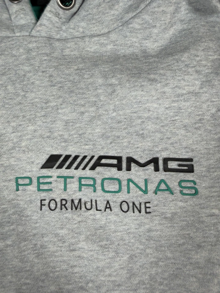 Sudadera con capucha Mercedes AMG Petronas F1 Team para hombre talla mediana gris Foto 3 de 4