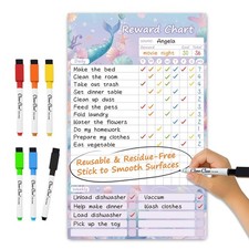Dry Erase Chore Chart for Kids, Reusable Reward Chart, Non-Magnetic Kids Chor...