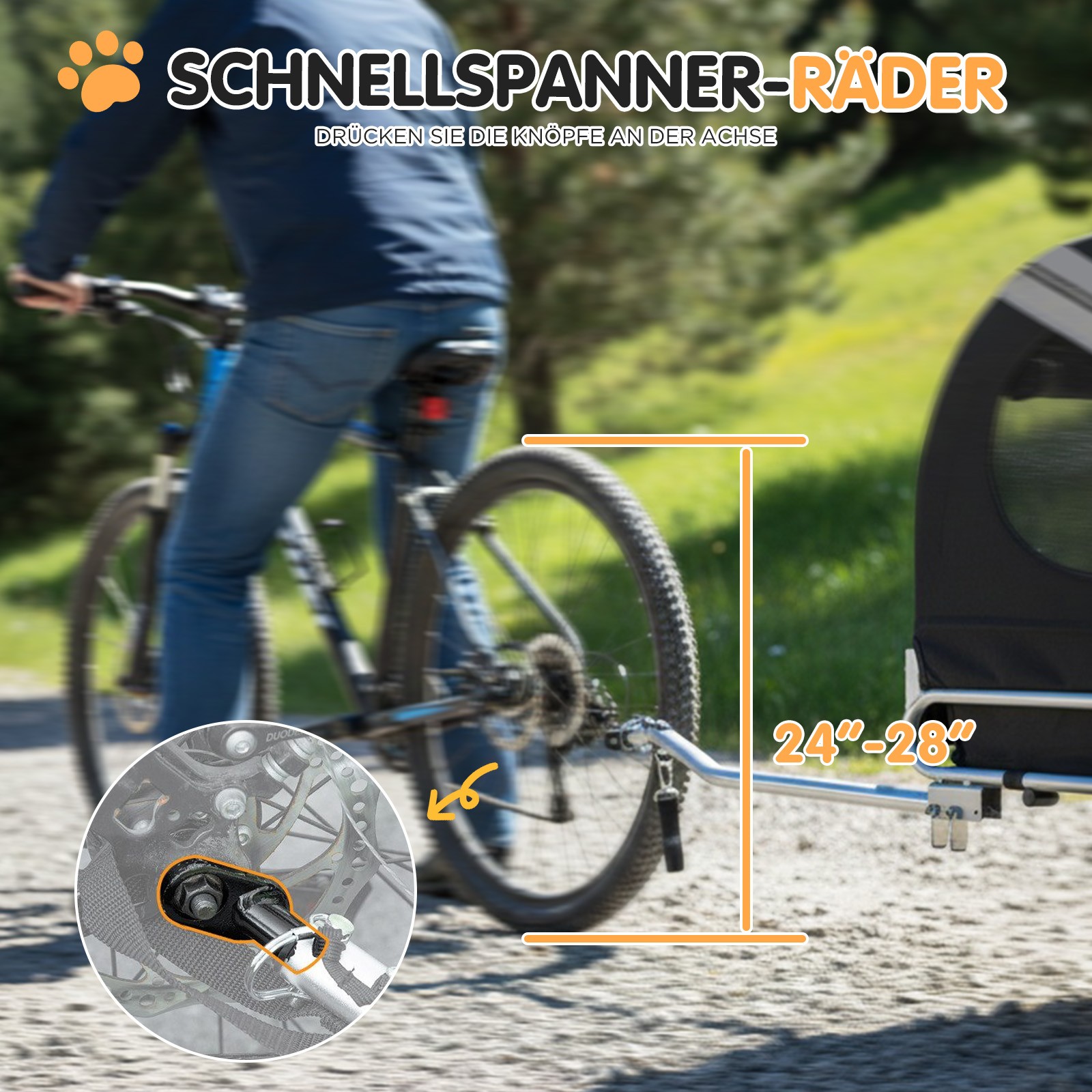 Passeggino per Animali Domestici Rimorchio per Bici 2 in 1 per Cani di Taglia Media, fino a 60 kg foto 5