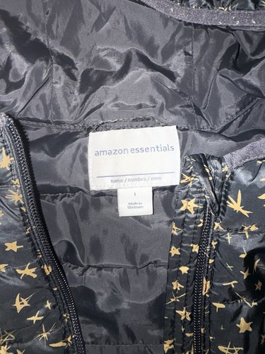 Amazon Essentials Brand Black And Gold Stars Jacket Girls Kids Size Large - Picture 4 of 4