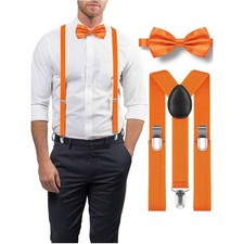 Premium Men's Y-Back Suspenders and Self-Tie Bow Tie Set for Weddings and Formal