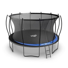 SpaceJump Lunar 14 Foot Trampoline, Outdoor Round Bouncer with Safety Net, Black