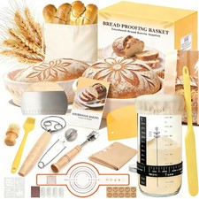 Sourdough Starter Kit, Bread Baking 9" Round, 10" Oval, Natural