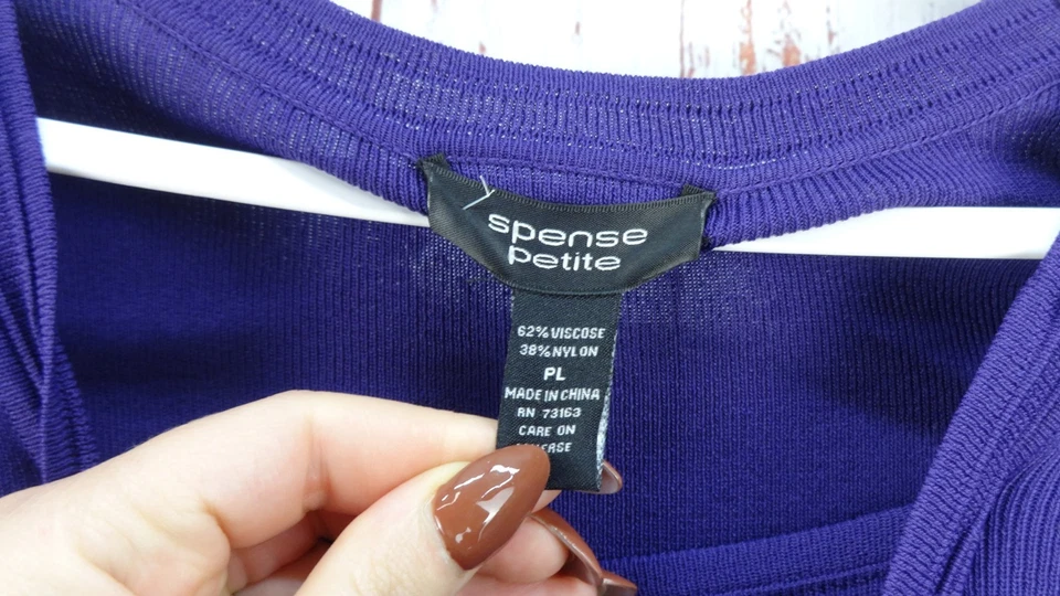 Spense Knits Blouse Womens PL Purple 3/4 Sleeves Vibrant Stretch Pullover Casual - Image 3 of 4