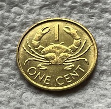 1990 Seychelles 1 cent Coin Mud or Mangrove Crab Animal Wildlife
