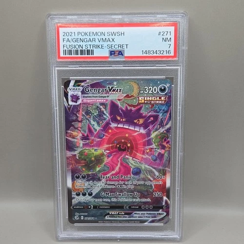 Pokémon Gengar VMAX 271/264 Fusion Strike Secret Rare Holo PSA 7 320 HP Eng