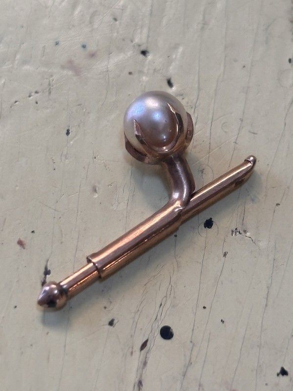 Vintage Pearl And 14K Rose Gold Shirt Tuxedo Stud