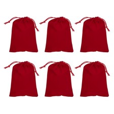 6Pcs Velvet Drawstring Bags, 9x7 Inch Soft Gift Bags Jewelry Pouches, Red