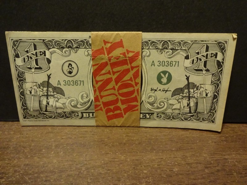 1971 PLAYBOY CLUB BUNNY MONEY-9 $1.00 BILLS  HUGH HEFNER + FREE SHIPPING