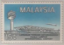 Malaysia 1965 Airport 15c Variety Green Omitted, Fine Mint